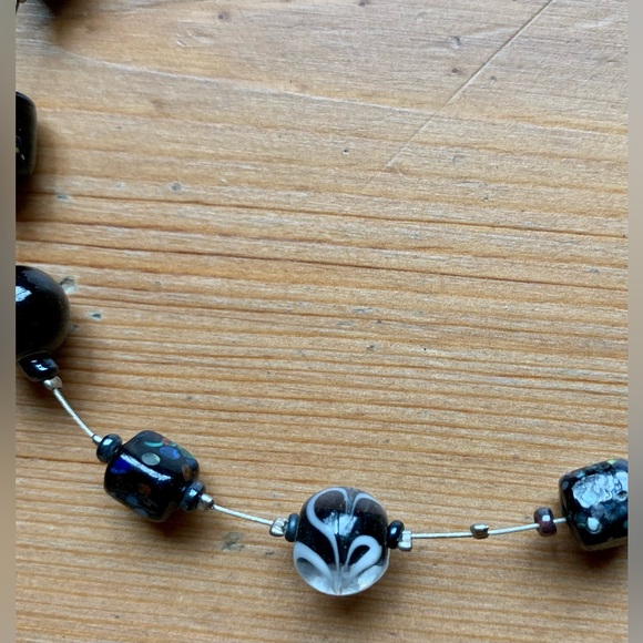 Handmade Black Glass Bead Necklace - Picture 2 of 7
